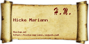 Hicke Mariann névjegykártya